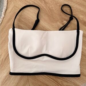 ALO White and Black Crop Top